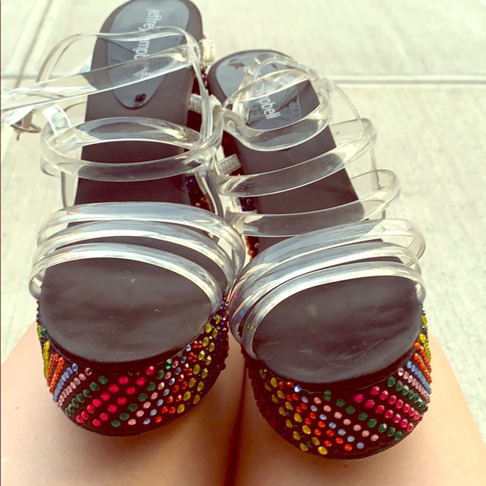 Jeffrey Campbell rainbow glam sandals size 9